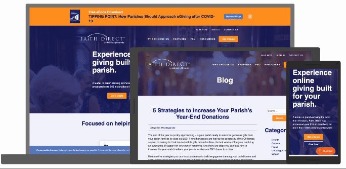 gif showing multiple device versions of faithdirect